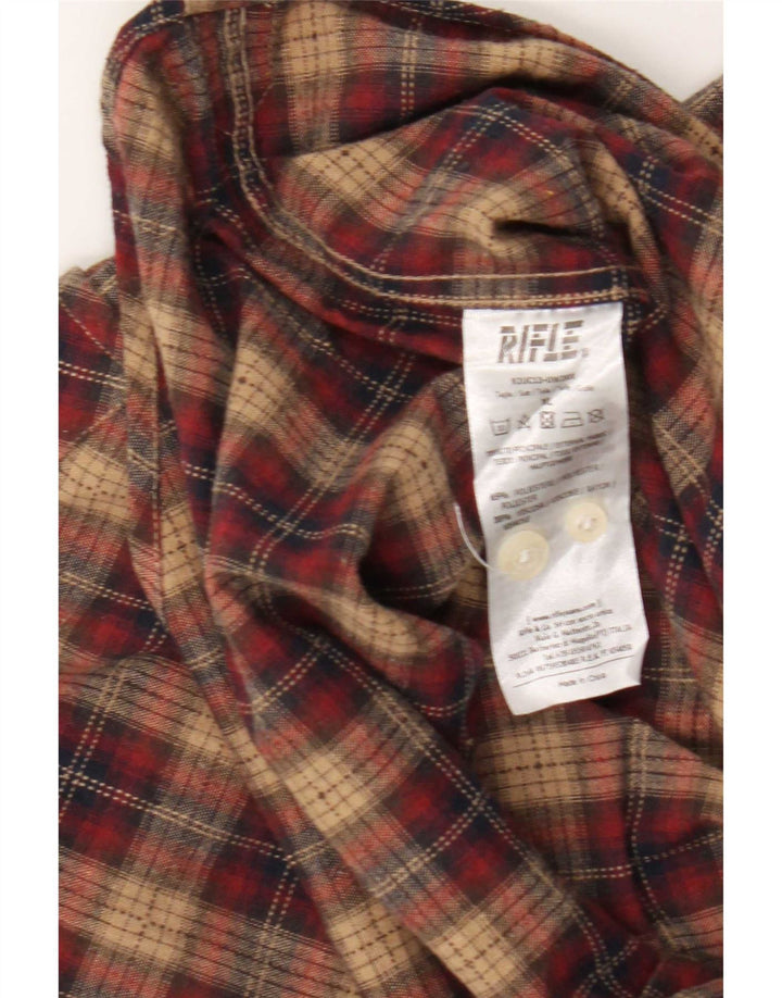 Rifle Mens Flannel Shirt XL Red Check Polyester
