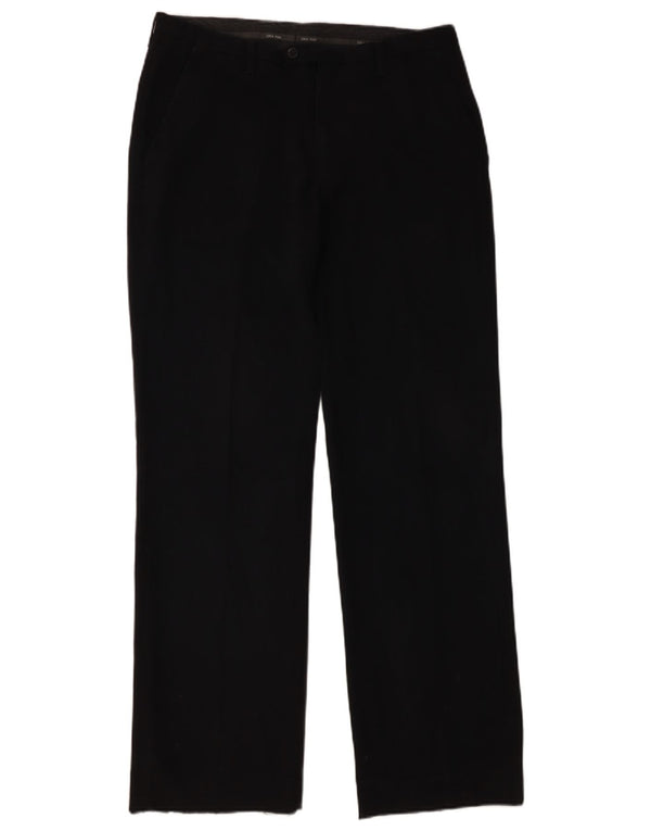 Zara Mens Straight Chino Trousers EU 42 Large W32 L32 Black Polyester
