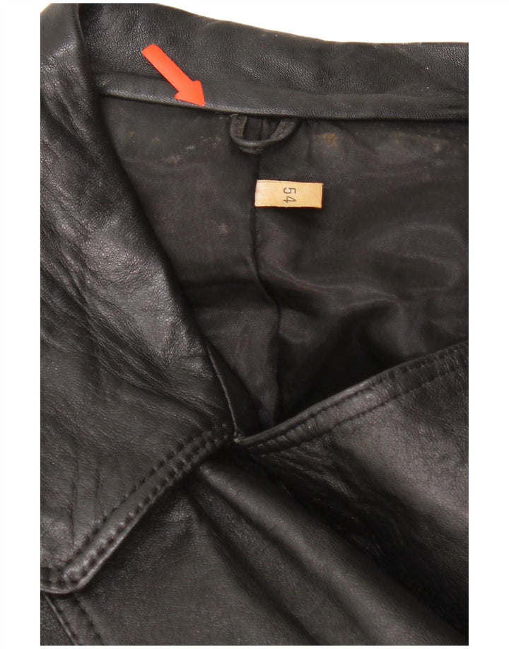 Vintage Mens Leather Coat UK 38 Medium Black Leather