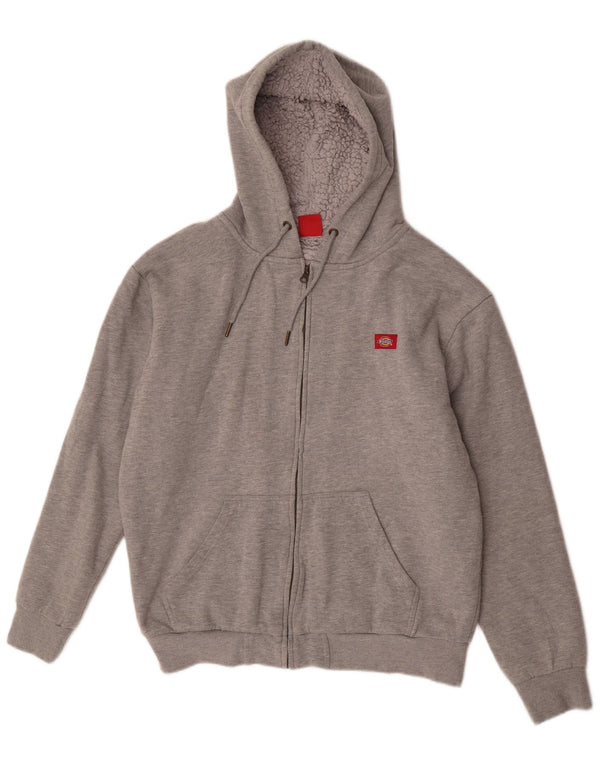 Dickies Mens Sherpa Zip Hoodie Sweater Large Grey Cotton
