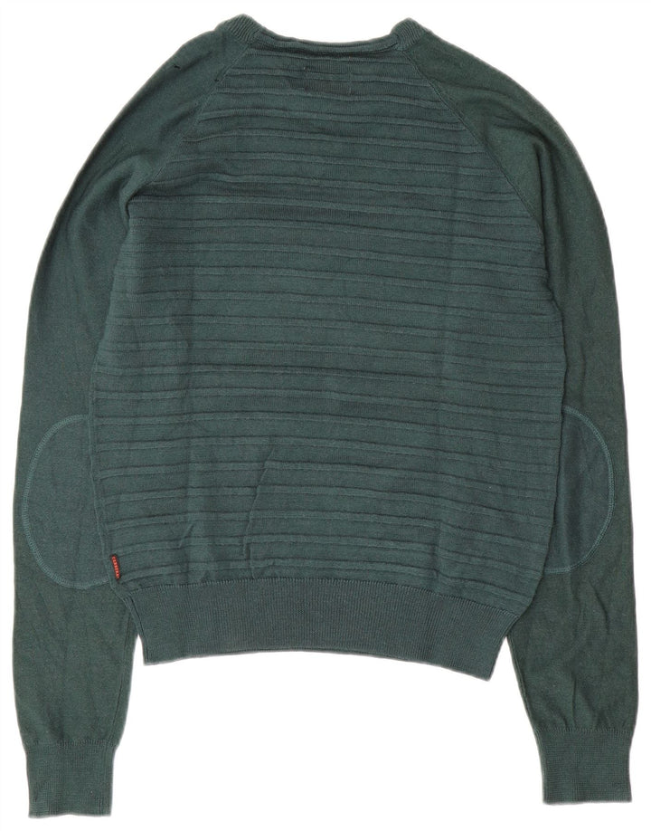 CARRERA Womens Boat Neck Jumper Sweater UK 14 Medium Green Striped