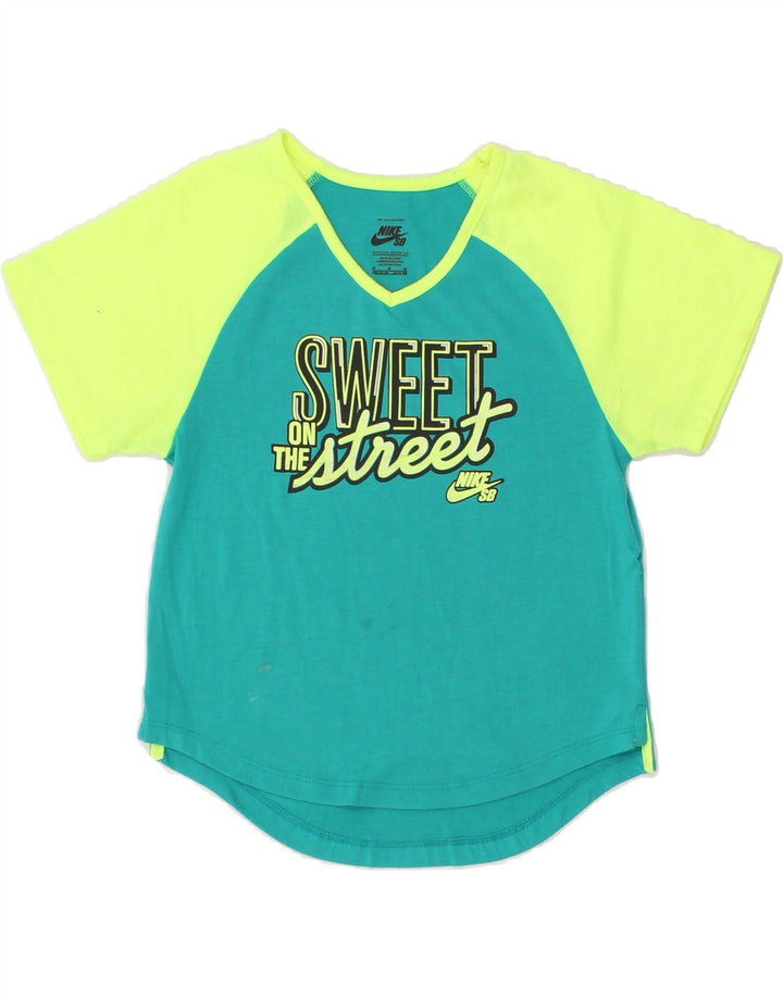 NIKE Boys Graphic T-Shirt Top 10-11 Years Medium  Green Colourblock Vintage Nike and Second-Hand Nike from Messina Hembry 