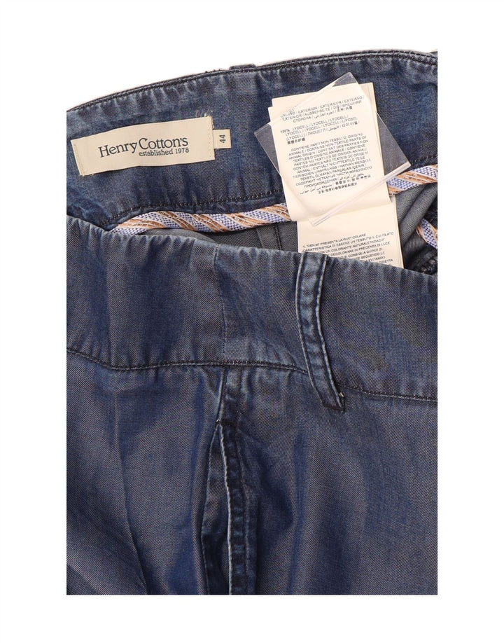 HENRY COTTONS Womens A-Line Skirt IT 44 Medium W32  Blue Lyocell Vintage Henry Cottons and Second-Hand Henry Cottons from Messina Hembry 