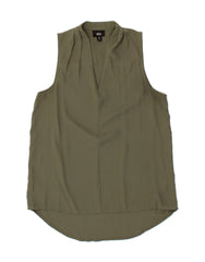 MOSSIMO Womens Sleeveless Blouse Top UK 10 Small Khaki Viscose