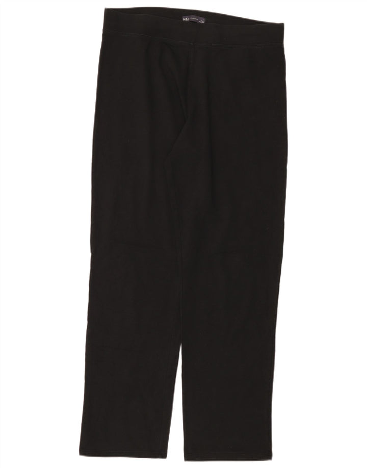 Marks & Spencer Womens Tracksuit Trousers UK 14 Large Black Cotton