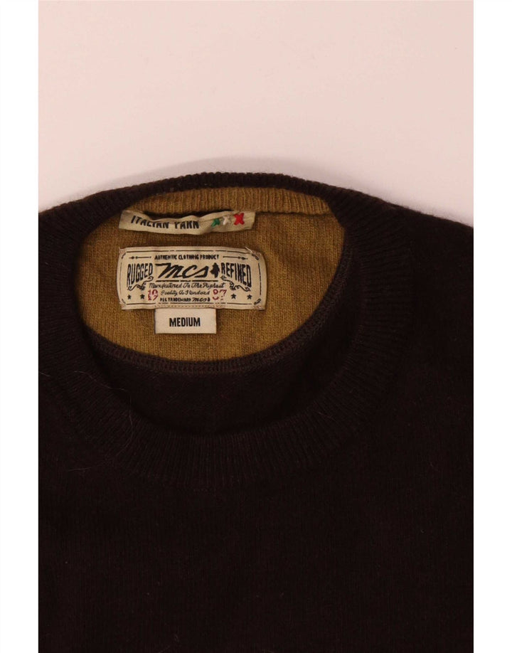 Marlboro Classics Mens Crew Neck Jumper Sweater Medium Brown Wool