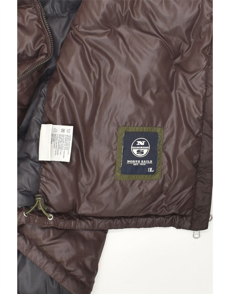NORTH SAILS Mens Hooded Padded Jacket UK 40 Large Brown Polyester | Vintage North Sails | Thrift | Second-Hand North Sails | Used Clothing | Messina Hembry 