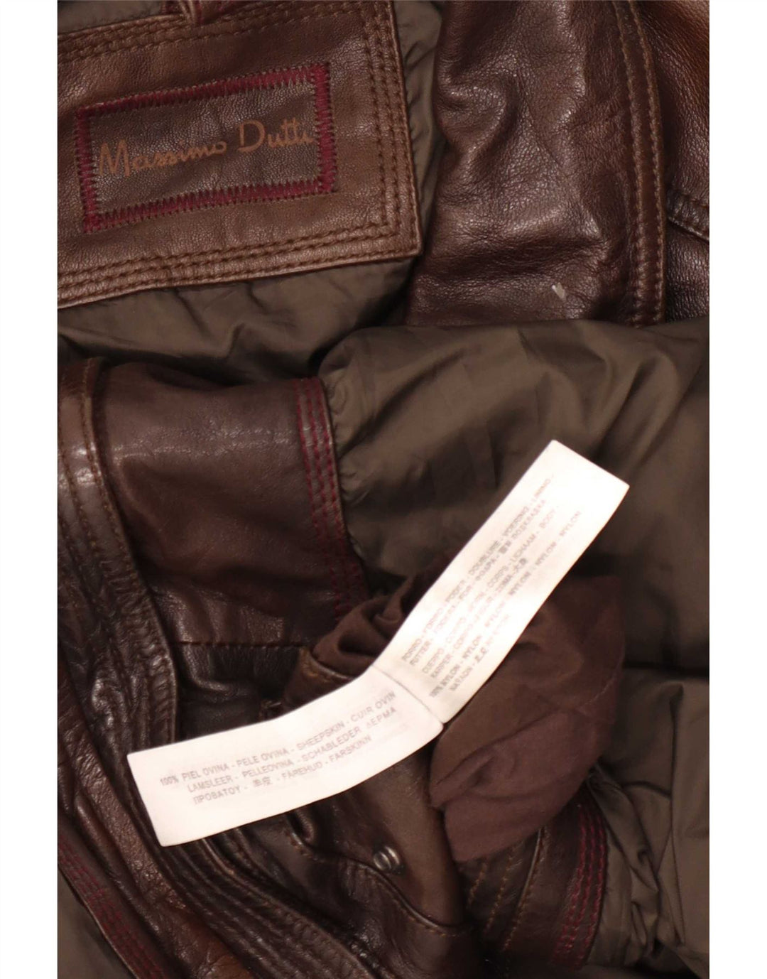 Massimo Dutti Mens Leather Utility Jacket UK 44 2XL Brown