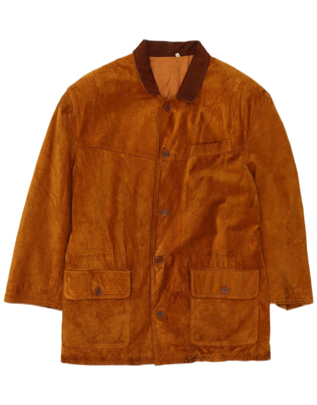 Vintage Mens Suede Overcoat UK 42 XL Brown Leather