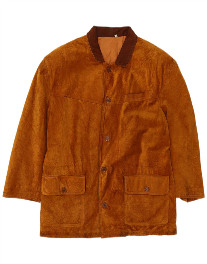 Vintage Mens Suede Overcoat UK 42 XL Brown Leather