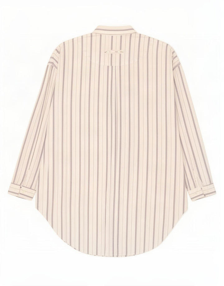Benetton Womens 3/4 Sleeve Pullover Shirt UK 10 Small White Striped