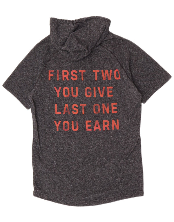 Under Armour Mens Hooded Graphic T-Shirt Top Medium Grey Flecked Sports