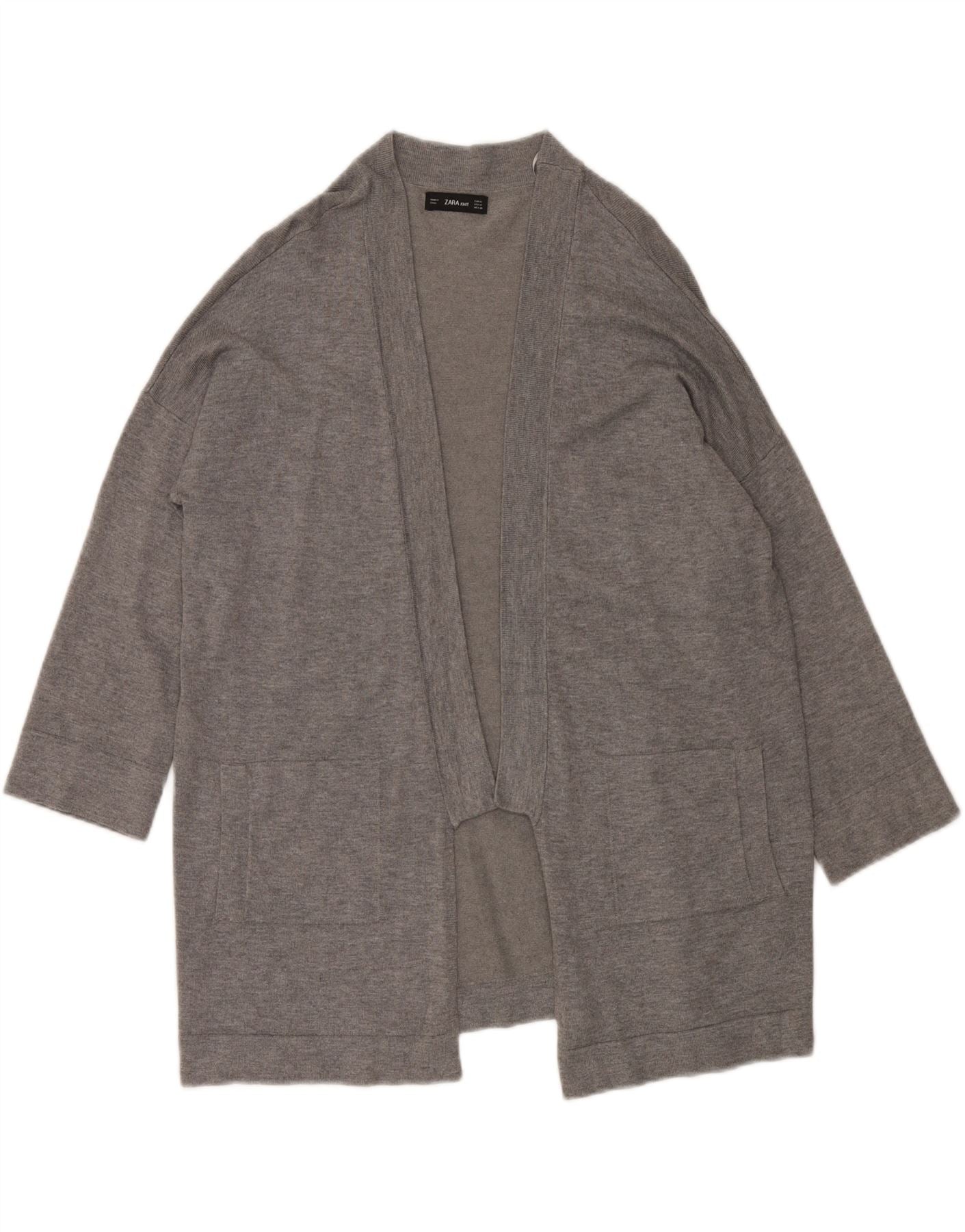 ZARA Womens Oversized Open Cardigan Sweater UK 14 Medium Grey