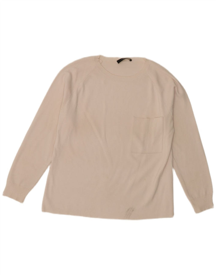 Max Mara Womens Crew Neck Jumper Sweater UK 14 Medium Off White