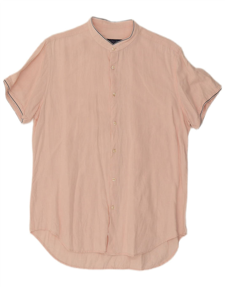 Zara Mens Short Sleeve Slim Fit Shirt Large Pink