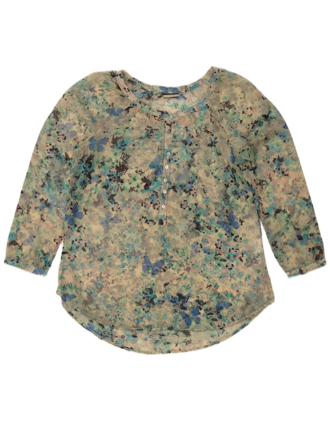 Vintage Womens Blouse Top UK 18 XL Turquoise Spotted