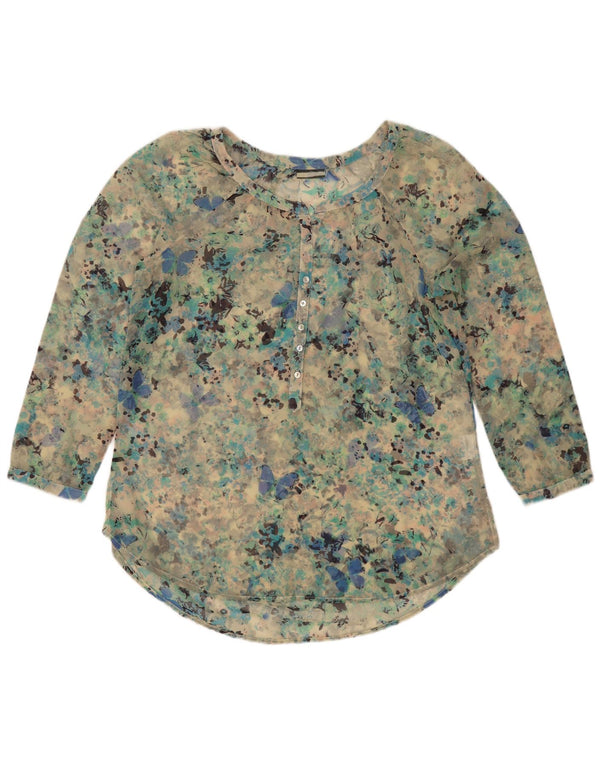 Vintage Womens Blouse Top UK 18 XL Turquoise Spotted