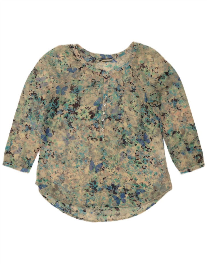 Vintage Womens Blouse Top UK 18 XL Turquoise Spotted