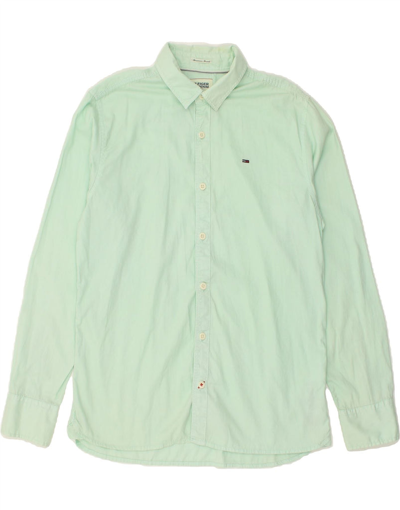 TOMMY HILFIGER Mens Shirt Medium Green Cotton | Vintage Tommy Hilfiger | Thrift | Second-Hand Tommy Hilfiger | Used Clothing | Messina Hembry 