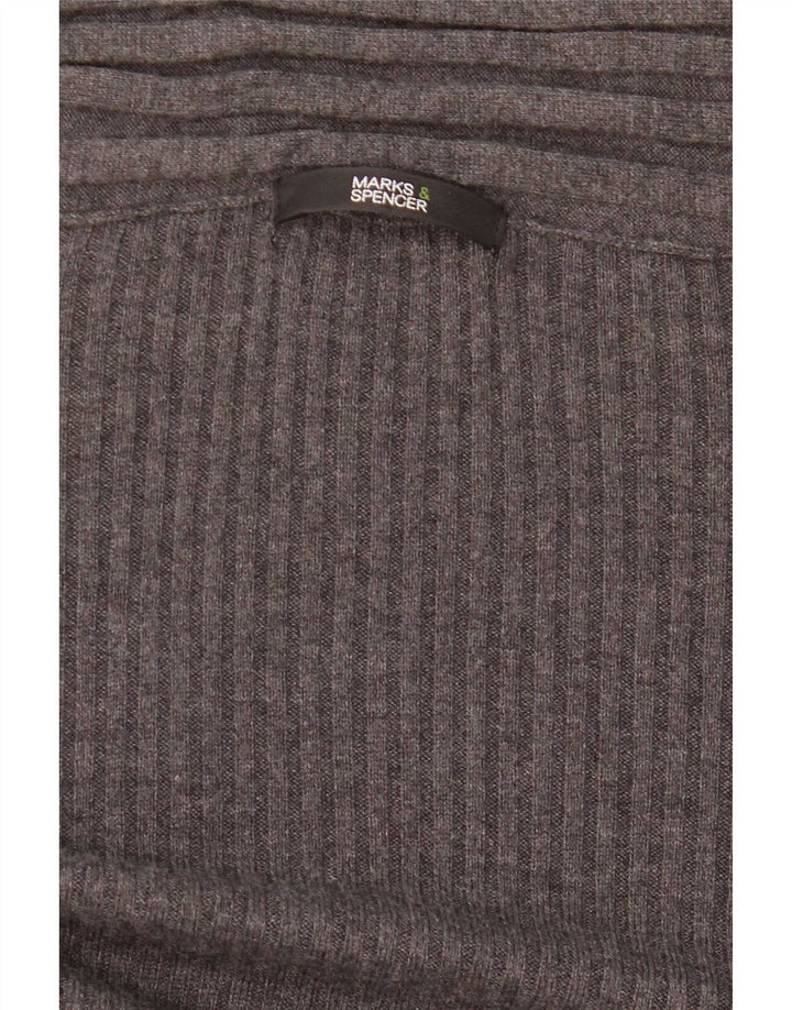 Marks & Spencer Womens Asymmetric Open Cardigan Sweater UK 8 Small Grey