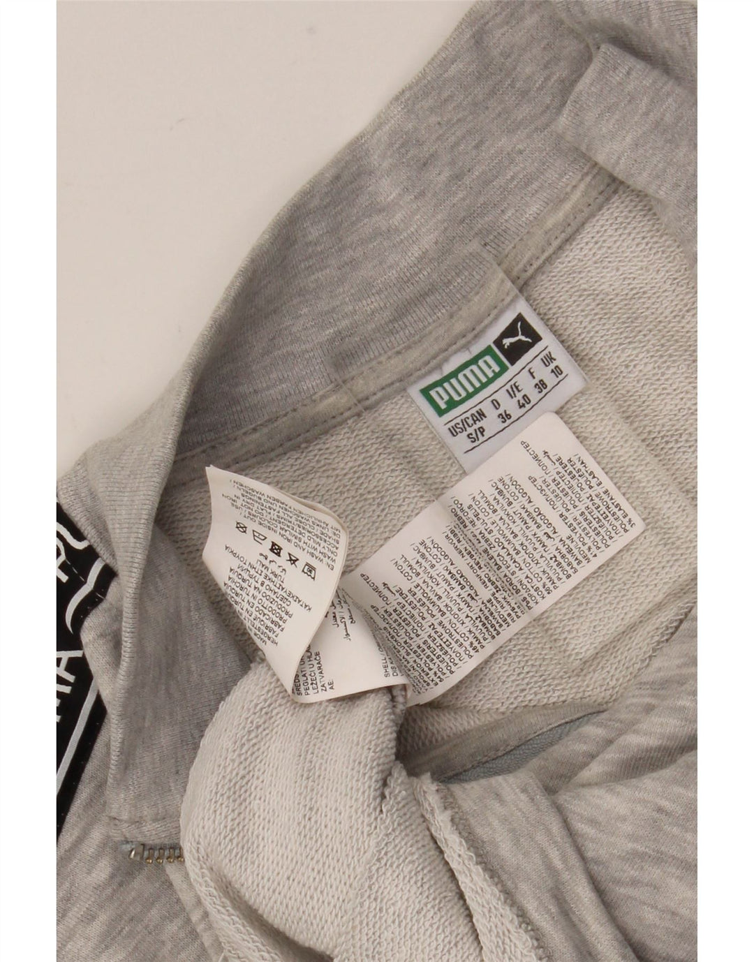 Puma Womens Crop Graphic Sweatshirt Jumper UK 10 Small Grey Colourblock