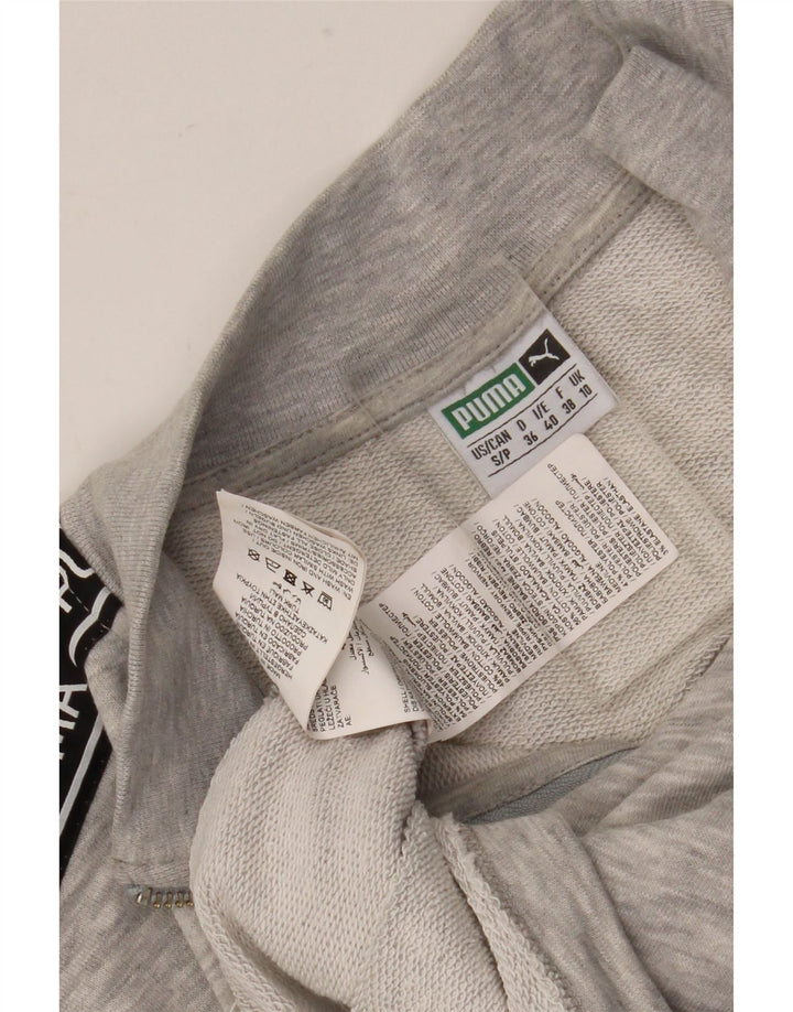 Puma Womens Crop Graphic Sweatshirt Jumper UK 10 Small Grey Colourblock