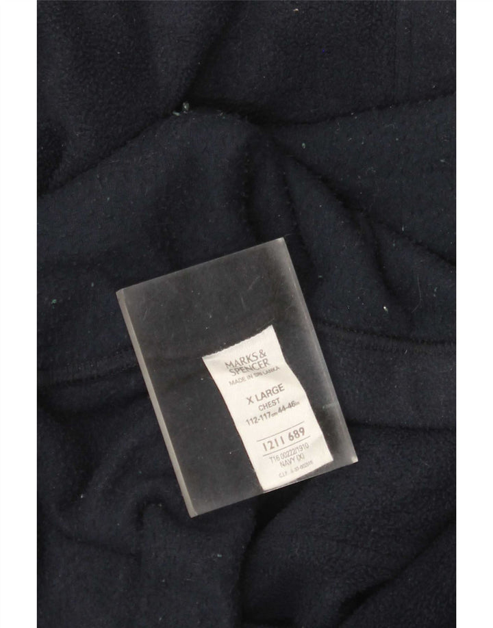 Marks & Spencer Mens Fleece Jacket UK 44 XL Navy Blue Polyester