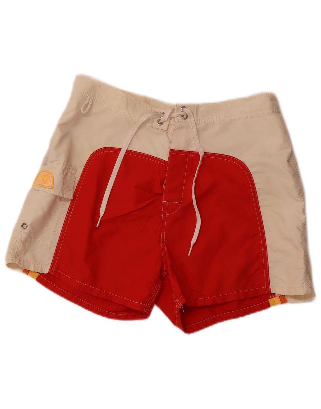 SUNDEK Mens Swimming Shorts Medium Red Colourblock Nylon