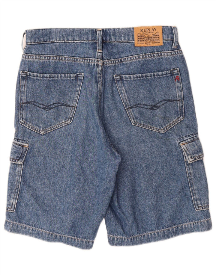 REPLAY Boys Cargo Denim Shorts 11-12 Years W26  Blue Cotton