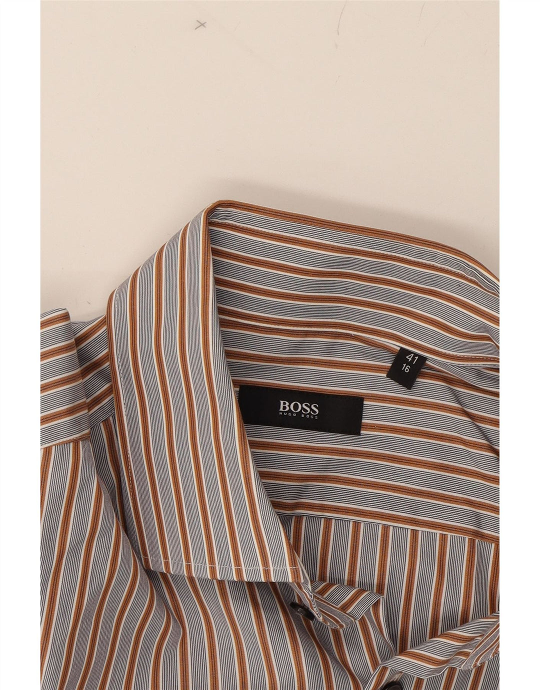 HUGO BOSS Mens Shirt Size 41 16 Large Blue Striped Cotton Vintage Hugo Boss and Second-Hand Hugo Boss from Messina Hembry 