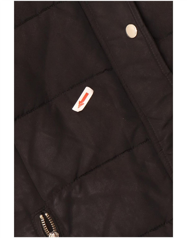Topshop Womens Hooded Padded Jacket UK 12 Medium Black Polyester