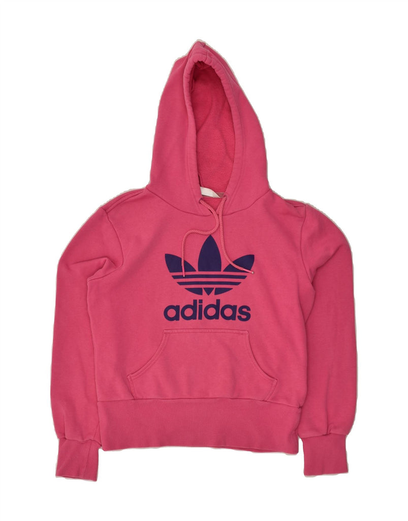 ADIDAS Womens Graphic Hoodie Jumper EU 38 Medium Pink Cotton | Vintage Adidas | Thrift | Second-Hand Adidas | Used Clothing | Messina Hembry 