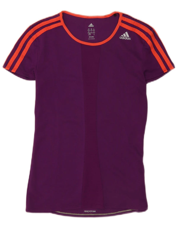 Adidas Womens T-Shirt Top UK 4/6 XS Purple Polyester Sports