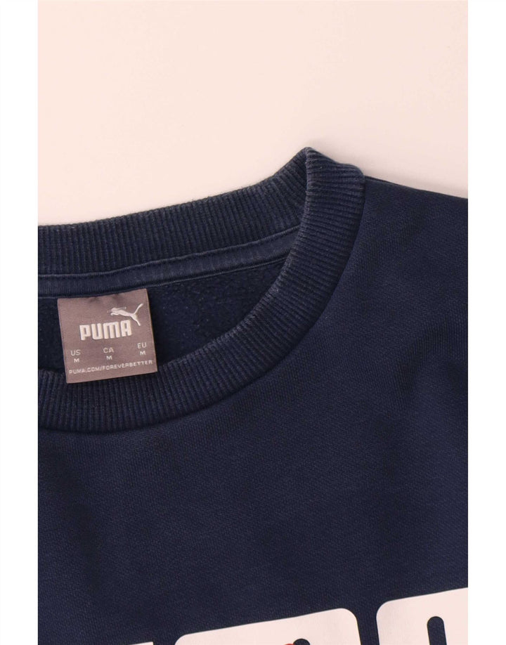 Puma Mens Graphic Sweatshirt Jumper Medium Navy Blue Cotton
