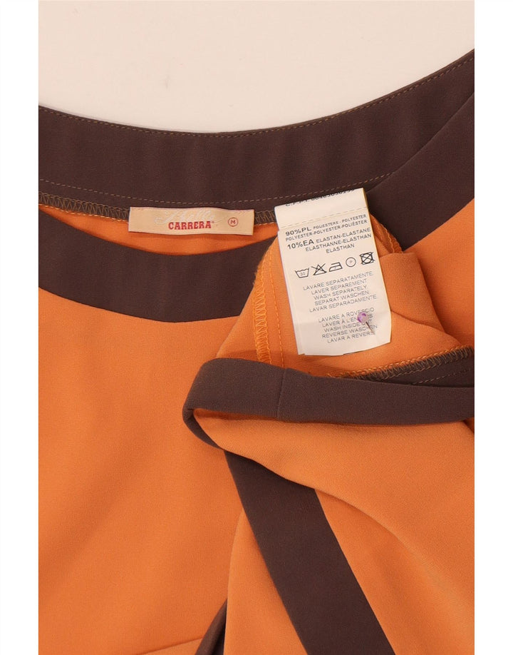 Carrera Womens Crop Blouse Top UK 10 Small Orange Colourblock Polyester