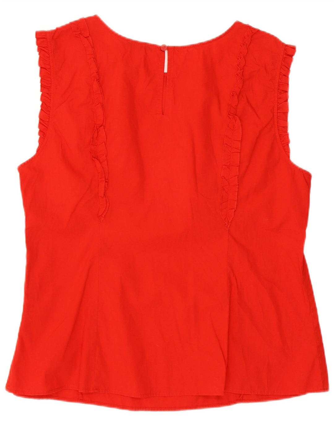 BENETTON Womens Sleeveless Blouse Top UK 18 XL Red Cotton