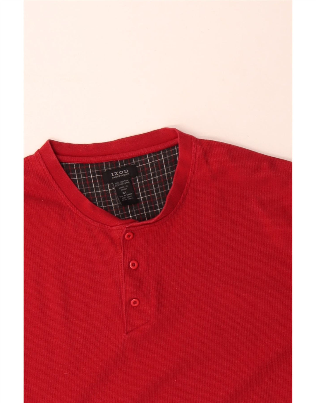 IZOD Mens Sleepwear Top Long Sleeve XL Red Cotton