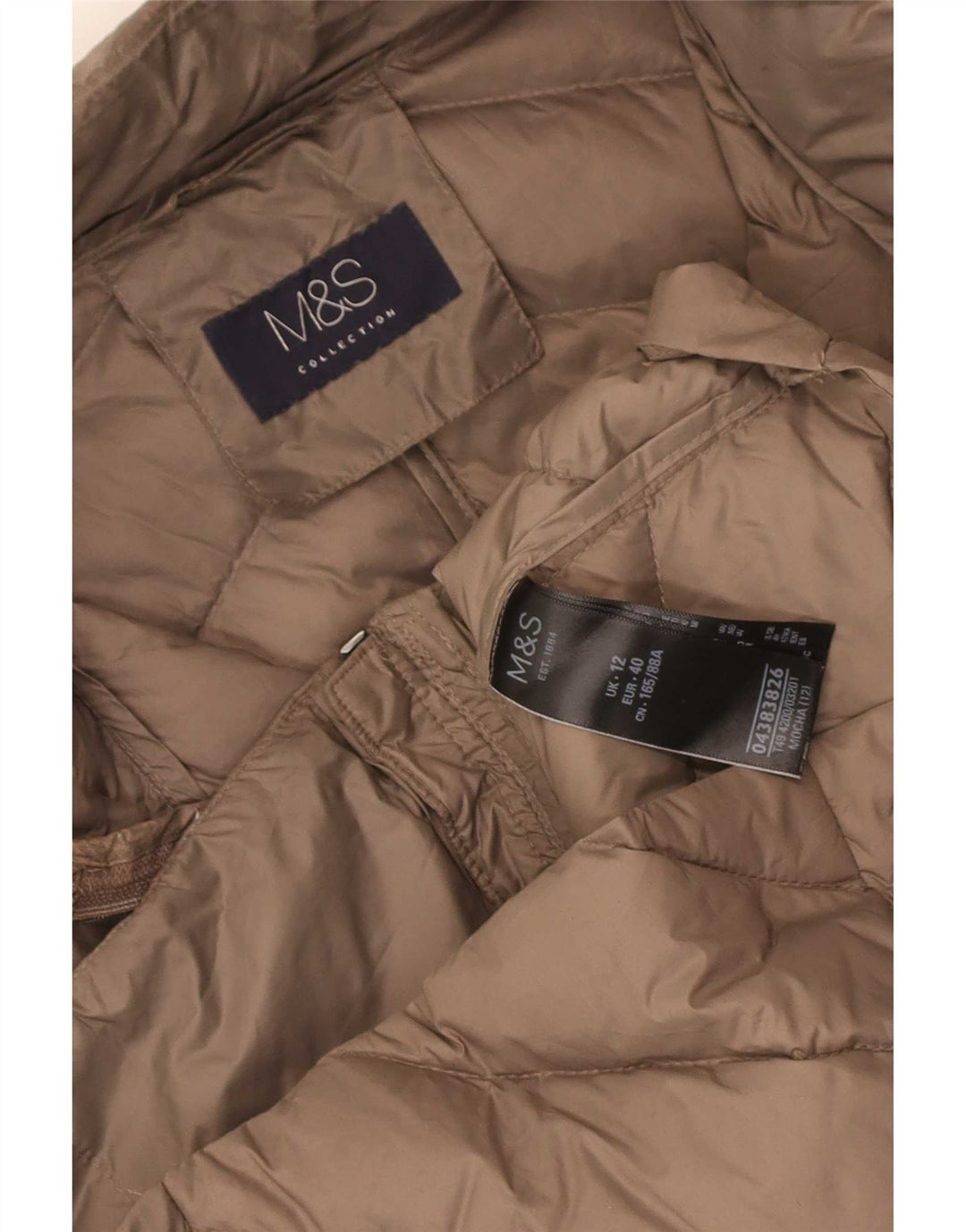 Marks & Spencer Womens Padded Jacket UK 12 Medium Brown Polyamide