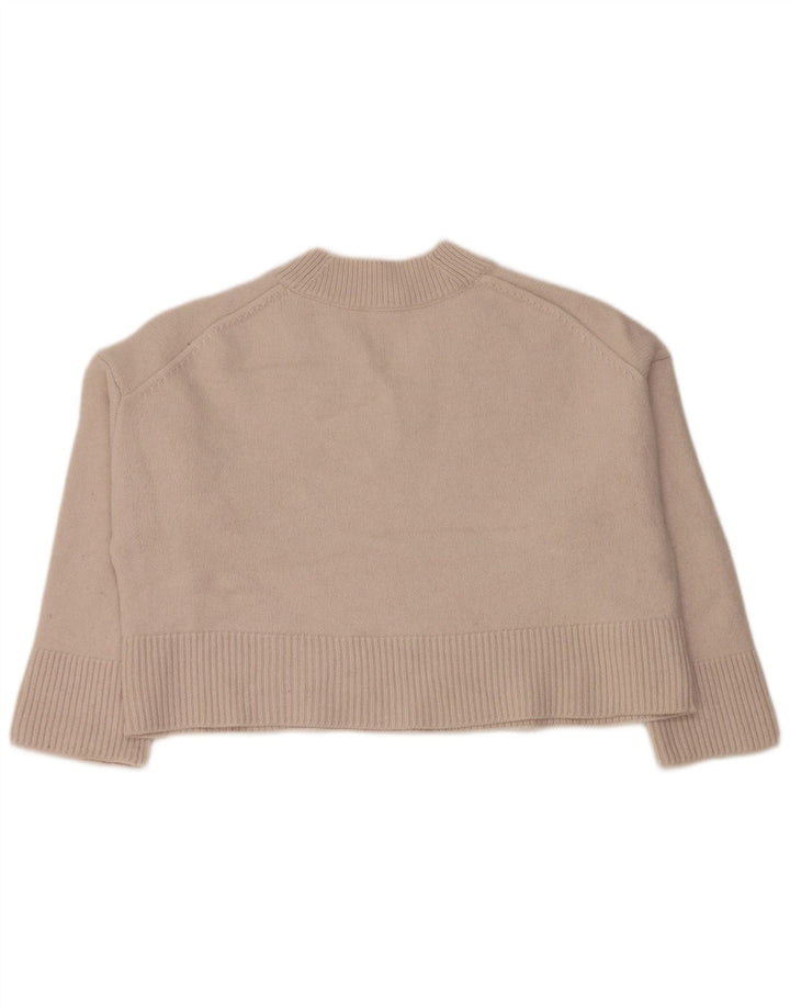 White Stuff Womens Crop V-Neck Jumper Sweater UK 16 Large Grey Wool