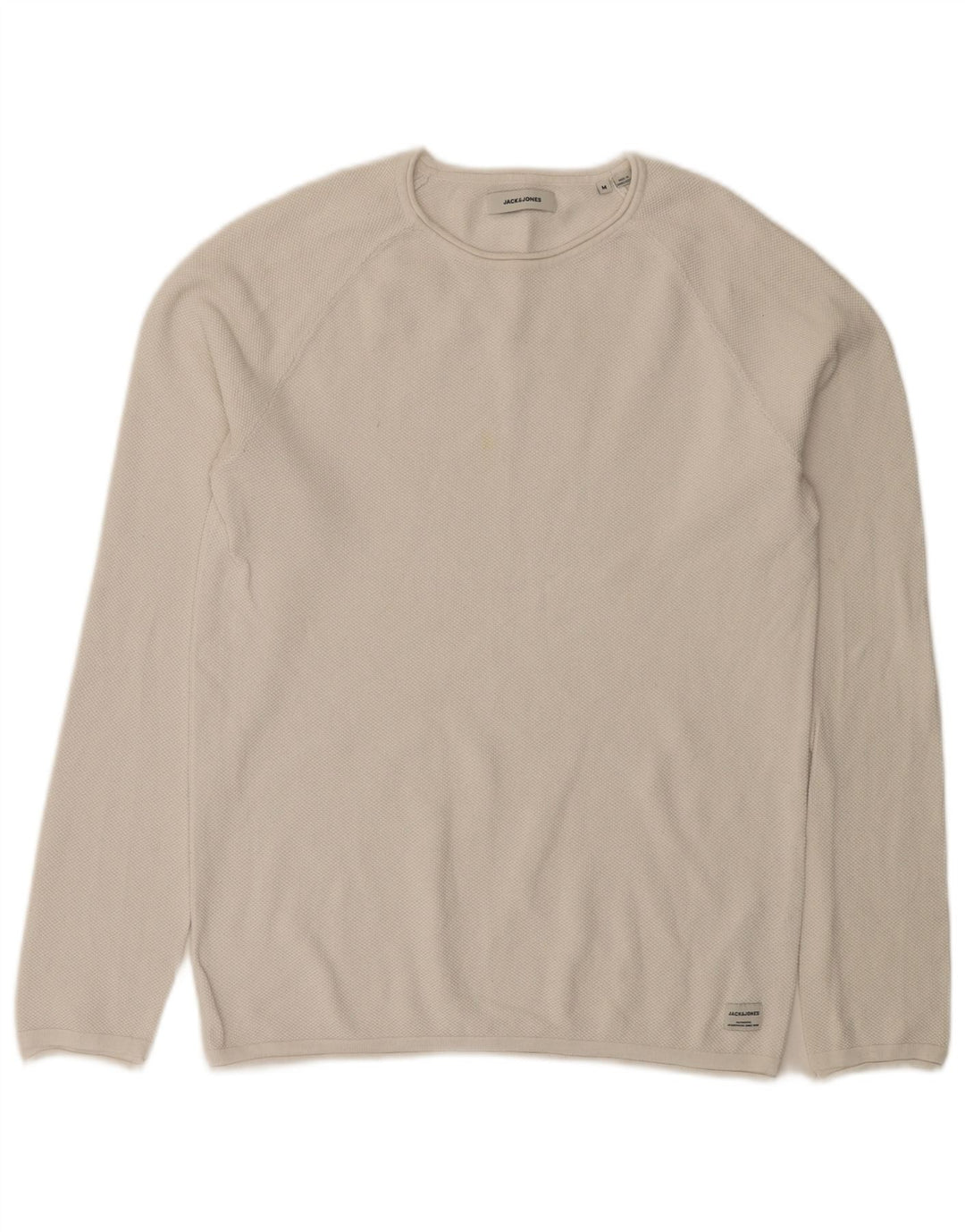 Jack & Jones Mens Boat Neck Jumper Sweater Medium White Cotton
