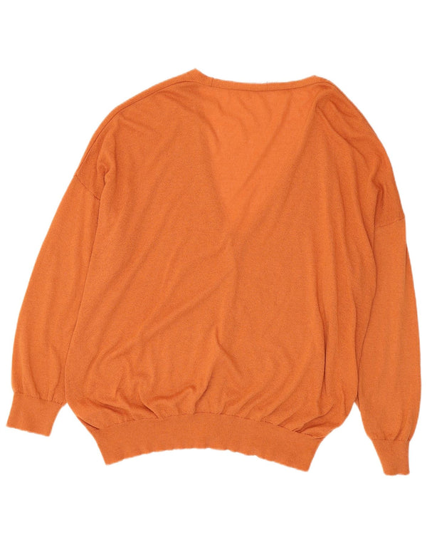 Zara Womens Oversized Cardigan Sweater UK 16 Large Orange Acrylic