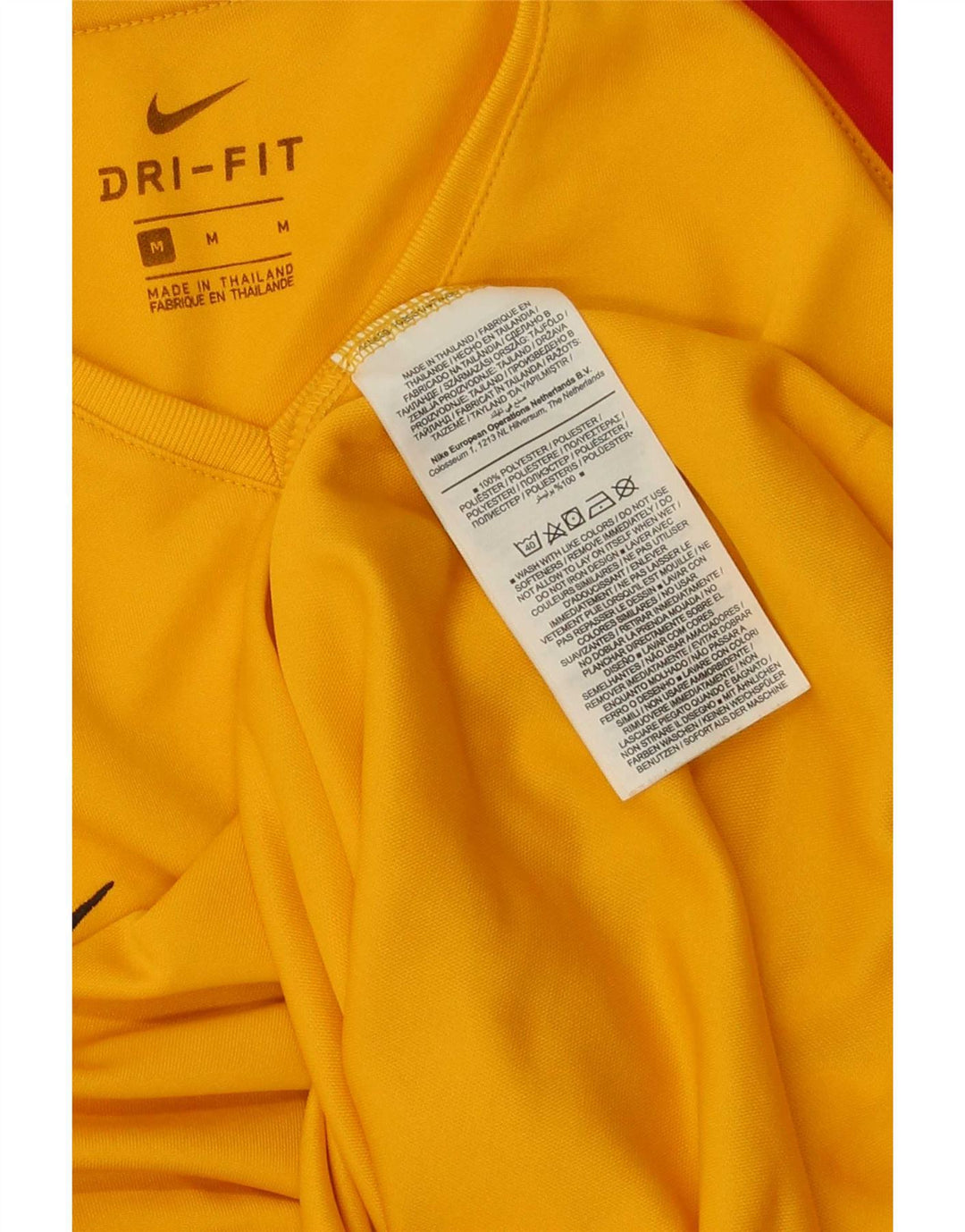 Nike Mens Dri Fit T-Shirt Top Medium Yellow Colourblock Polyester