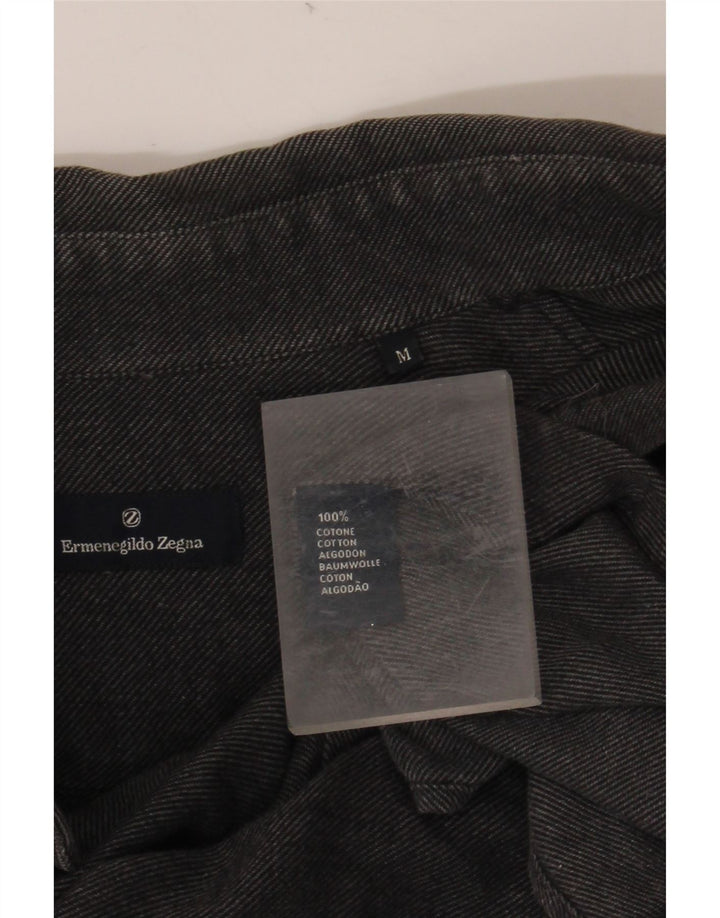 ERMENEGILDO ZEGNA Mens Shirt Medium Grey Pinstripe Cotton