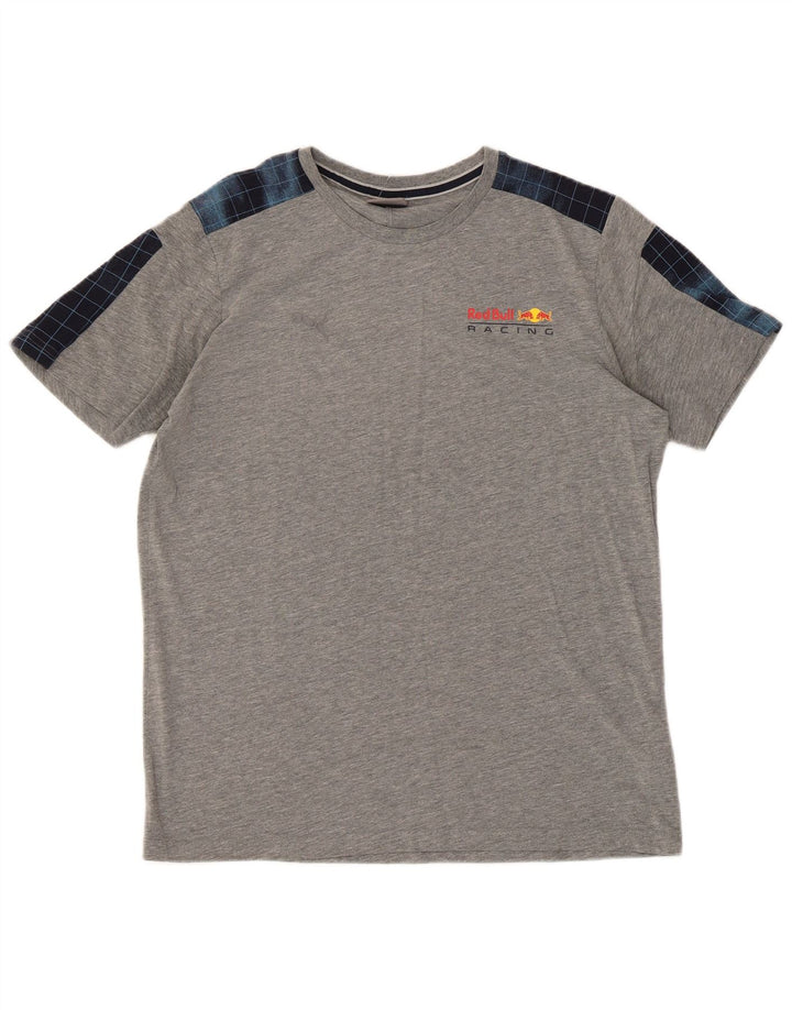 Puma Mens T-Shirt Top Medium Grey Colourblock Cotton