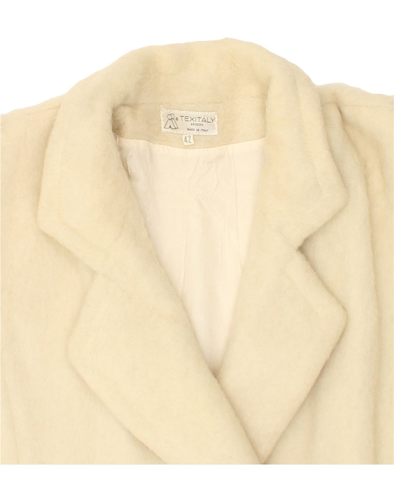 VINTAGE Womens Loose Fit Double Breasted Coat IT 42 Medium Off White Wool | Vintage Vintage | Thrift | Second-Hand Vintage | Used Clothing | Messina Hembry 