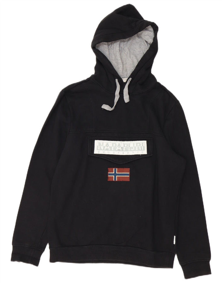 NAPAPIJRI Mens Graphic Hoodie Jumper Medium Black Cotton