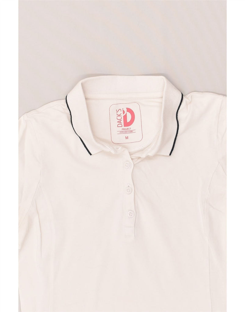 DACK'S Womens Polo Shirt UK 12 Medium Off White | Vintage Dack's | Thrift | Second-Hand Dack's | Used Clothing | Messina Hembry 