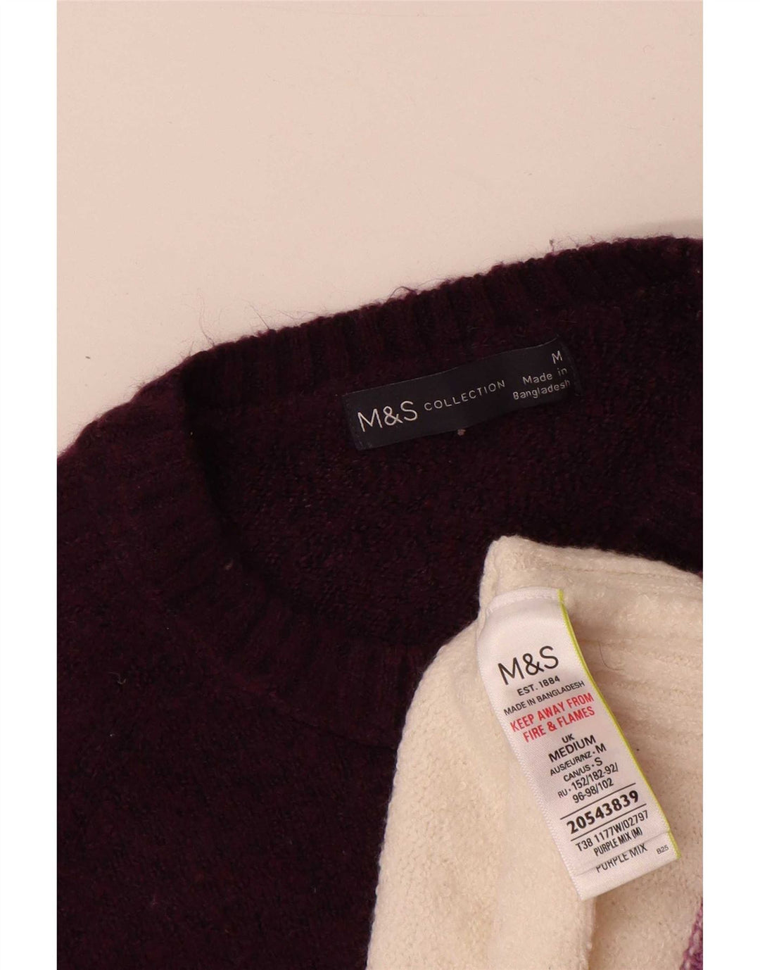 Marks & Spencer Womens Crew Neck Jumper Sweater UK 14 Medium Purple Striped