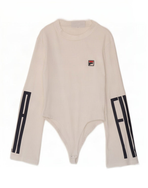 Fila Womens Graphic Long Sleeve Bodysuit UK 4 XS White