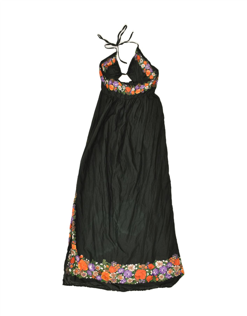 VINTAGE Womens Sleeveless Maxi Dress UK 0 2XS Black Floral | Vintage Vintage | Thrift | Second-Hand Vintage | Used Clothing | Messina Hembry 